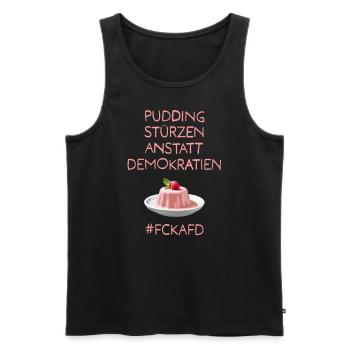 Pudding stürzen anstatt Demokratien - Männer Premium Bio Tank Top - Schwarz - Vorne - AI Model Male 178 light (178cm)