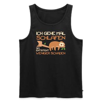 Mehr schlafen, weniger Schaden. Für Faultier Fans. - Männer Premium Bio Tank Top - Schwarz - Vorne - AI Model Male 178 light (178cm)