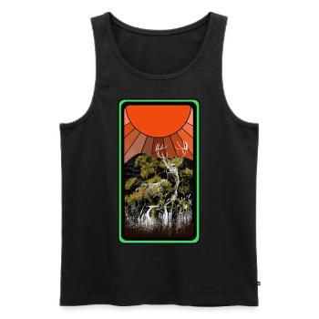 Wildnis Waldtier Hirsch Elch Natur Sonne Rotwild - Männer Premium Bio Tank Top - Schwarz - Vorne - AI Model Male 178 light (178cm)