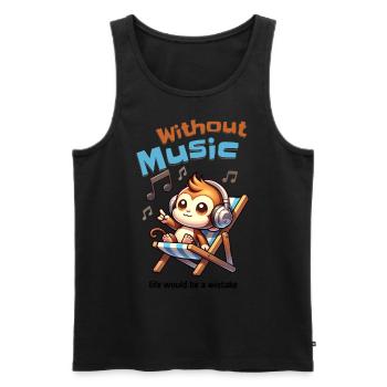 Without Music Monkey - Men's Premium Organic Tank Top - black - Front - AI Model Male 178 light (178cm)