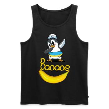 Pinguin Banane Seemann maritim Kind - Männer Premium Bio Tank Top - Schwarz - Vorne - Michal (187cm)
