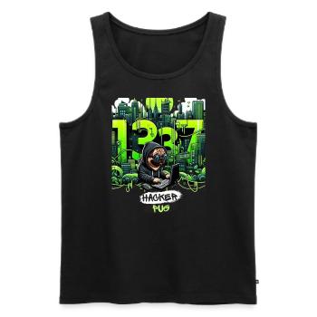 Cyber Pug: The Hacker Pug - Men's Premium Organic Tank Top - black - Front - AI Model Male 178 light (178cm)