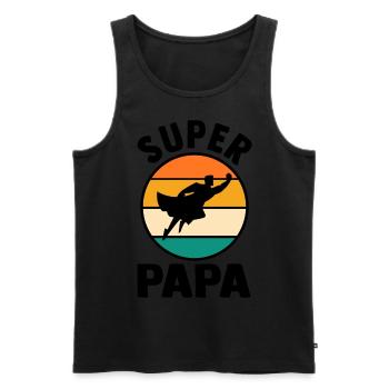 Père Papa Super-héros - Débardeur bio Premium Homme - noir - Devant - Michal (187cm)
