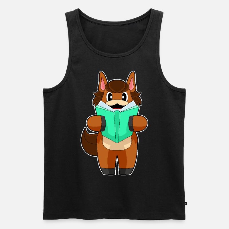 Pferd Buch - Männer Premium Bio Tank Top - Schwarz