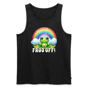 Frog Off Lustiger Ironischer Spruch - Männer Premium Bio Tank Top - Schwarz - Vorne - Michal (187cm)