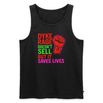 RIOT. RAGE. RESIST. (DYKE EDITION) - Männer Premium Bio Tank Top - Schwarz - Vorne - AI Model Male 178 light (178cm)