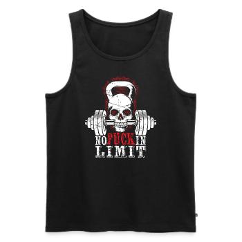 No Fuckin Limit - Chemise d’haltères Hardcore Gym - Débardeur bio Premium Homme - noir - Devant - Michal (187cm)