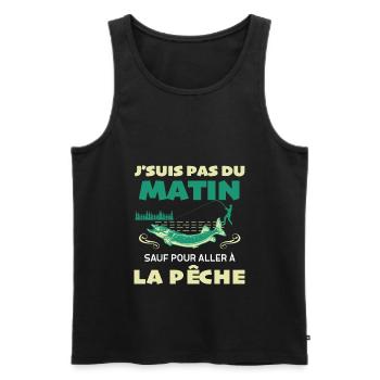 Le Matin Du pêcheur Humour Papy - Débardeur bio Premium Homme - noir - Devant - Michal (187cm)