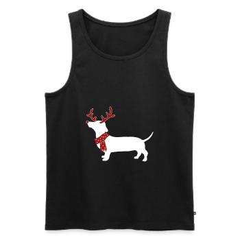 Teckel de Noël Teckel avec des bois - Débardeur bio Premium Homme - noir - Devant - Michal (187cm)
