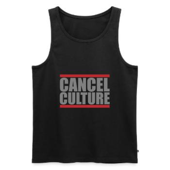 Culture de l’annulation | Couleurs modifiables - Débardeur bio Premium Homme - noir - Devant - AI Model Male 178 light (178cm)