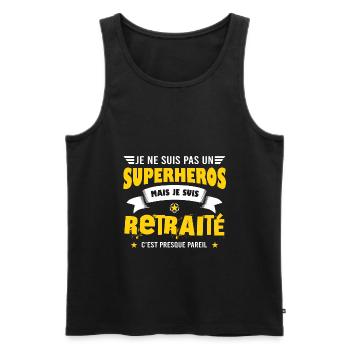Retraité humour cadeau départ à la retraite - Débardeur bio Premium Homme - noir - Devant - AI Model Male 178 light (178cm)