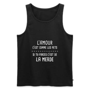 Phrase drôle amour célibataire humour marrant - Débardeur bio Premium Homme - noir - Devant - Michal (187cm)