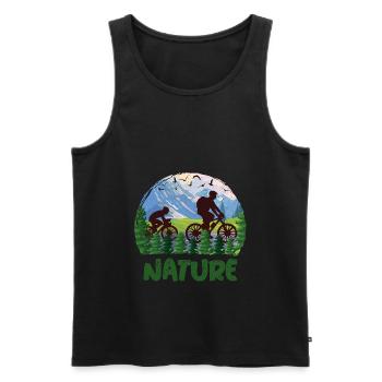 Nature Cyclist Mountains Wilderness - Men's Premium Organic Tank Top - black - Front - AI Model Male 178 light (178cm)