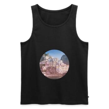 Amalfi Coast Vintage Poster Voyage Italie - Débardeur bio Premium Homme - noir - Devant - Michal (187cm)