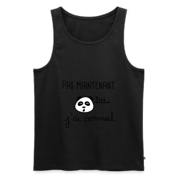 pas maintenant j'ai sommeil,humour,réveil,matin - Débardeur bio Premium Homme - noir - Devant - AI Model Male 178 light (178cm)