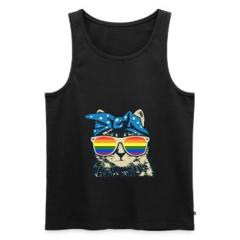 Arc en ciel de chat - Débardeur bio Premium Homme - noir - Devant - Michal (187cm)