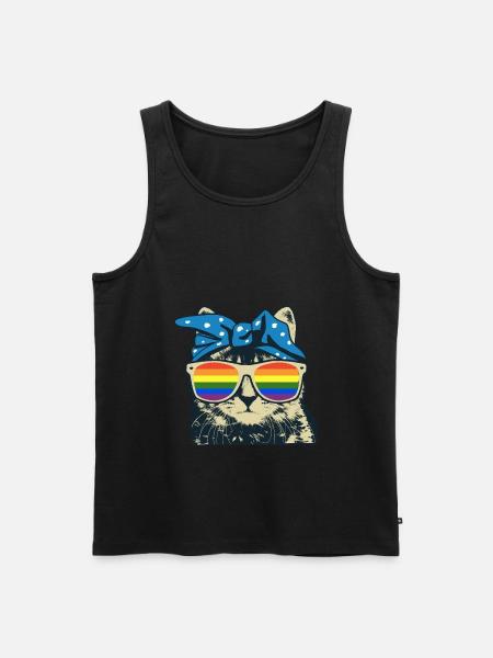 Cat rainbow - Men's Premium Organic Tank Top - black