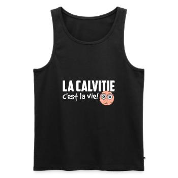 La calvitie c'est la vie (humour pour les chauves) - Débardeur bio Premium Homme - noir - Devant - Michal (187cm)