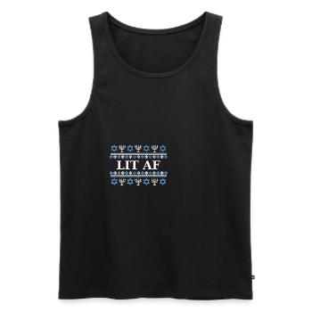 Lit AF Menorah - Great Gift Idea Jews, Hanukkah - Men's Premium Organic Tank Top - black - Front - AI Model Male 178 light (178cm)