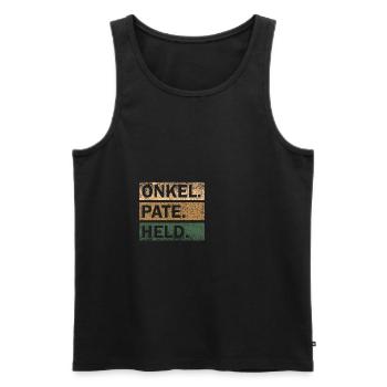 Onkel Pate Held Geschenkidee - Männer Premium Bio Tank Top - Schwarz - Vorne - Michal (187cm)