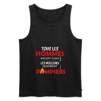 Pompier - Homme - Sapeur-Pompier - Cadeau - Rouge - Débardeur bio Premium Homme - noir - Devant - Michal (187cm)