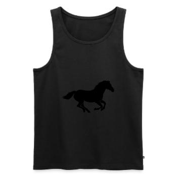 Équitation Silhouette Équitation Courses de chevaux - Débardeur bio Premium Homme - noir - Devant - AI Model Male 178 light (178cm)