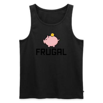 Frugal - Frugalist Frugalism save piggy bank - Men's Premium Organic Tank Top - black - Front - AI Model Male 178 light (178cm)