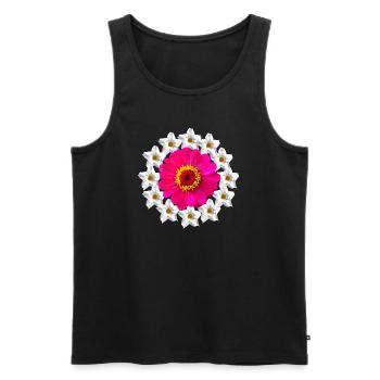 Zinnie Fleur Motif Floral Fleur Zinnia Florale - Débardeur bio Premium Homme - noir - Devant - AI Model Male 178 light (178cm)
