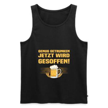 Jetzt Wird Gesoffen - Lustiger Bier Spruch - Männer Premium Bio Tank Top - Schwarz - Vorne - Michal (187cm)