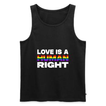 L’amour est un droit humain LGBTQIA + CSD Gay Pride - Débardeur bio Premium Homme - noir - Devant - AI Model Male 178 light (178cm)