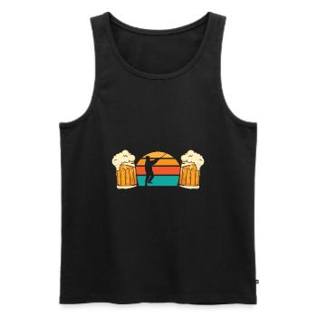 Sunset Angler & Bière - Débardeur bio Premium Homme - noir - Devant - AI Model Male 178 light (178cm)