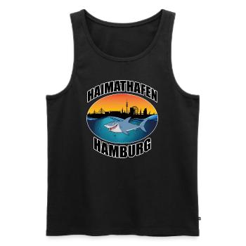 Haimat Hamburg Haifisch Motiv mit Skyline - Männer Premium Bio Tank Top - Schwarz - Vorne - Michal (187cm)