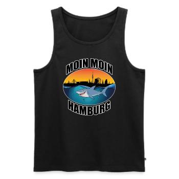 Moin Moin Hamburg Hai Skyline - Männer Premium Bio Tank Top - Schwarz - Vorne - Michal (187cm)
