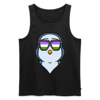 Pingouin Genderqueer - Débardeur bio Premium Homme - noir - Devant - AI Model Male 178 light (178cm)