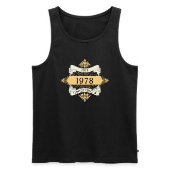 Anniversaire de juillet 1978 Édition limitée - Débardeur bio Premium Homme - noir - Devant - AI Model Male 178 light (178cm)
