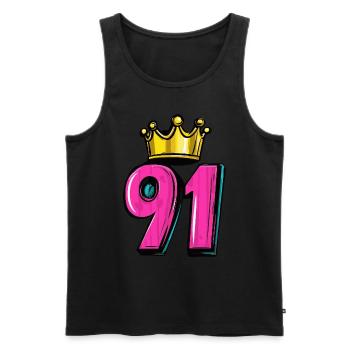 91 Number Crown - Men's Premium Organic Tank Top - black - Front - Michal (187cm)