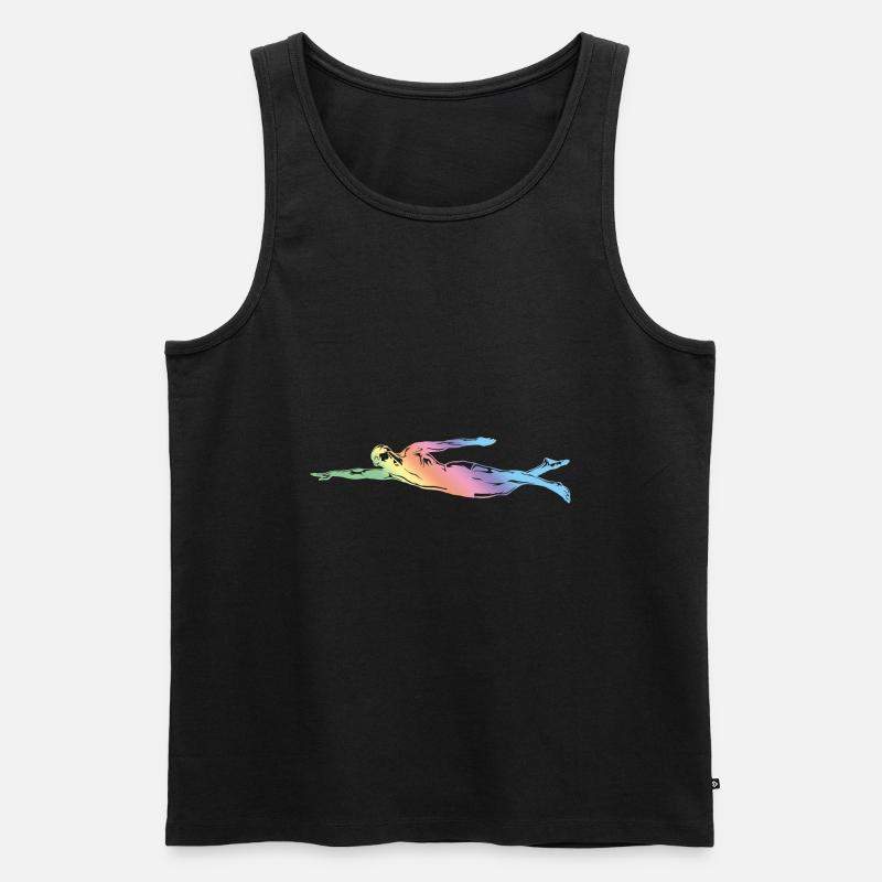 Schwimmen Silhouette - Männer Premium Bio Tank Top - Schwarz