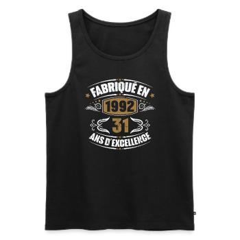 Cadeau d'anniversaire 31 ans, Fabriqué en 1992 - Débardeur bio Premium Homme - noir - Devant - Michal (187cm)