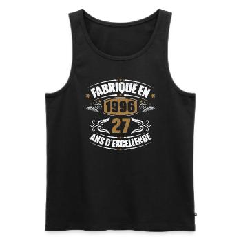 Cadeau d'anniversaire 27 ans, Fabriqué en 1996 - Débardeur bio Premium Homme - noir - Devant - Michal (187cm)