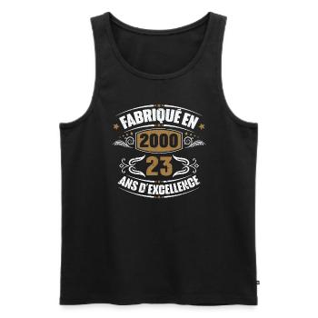 Cadeau d'anniversaire 23 ans, Fabriqué en 2000 - Débardeur bio Premium Homme - noir - Devant - Michal (187cm)