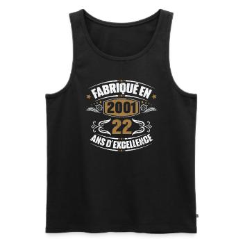 Cadeau d'anniversaire 22 ans, Fabriqué en 2001 - Débardeur bio Premium Homme - noir - Devant - Michal (187cm)