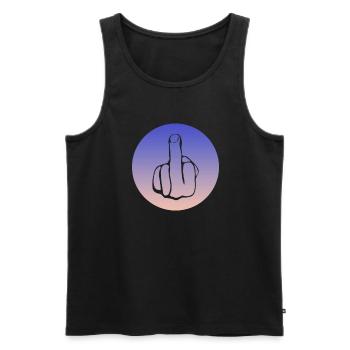 Fuck, Fuck You, Fuck Off, Fucking, Mittelfinger - Männer Premium Bio Tank Top - Schwarz - Vorne - Michal (187cm)