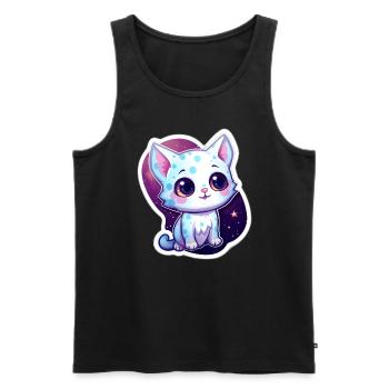 "Purrrfect Space Dreams" - Männer Premium Bio Tank Top - Schwarz - Vorne - AI Model Male 178 light (178cm)