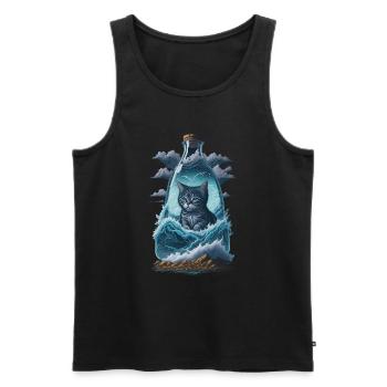 Cat - Men's Premium Organic Tank Top - black - Front - Michal (187cm)