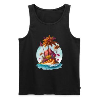 Insel Paradis Palmen Strand Meer - Männer Premium Bio Tank Top - Schwarz - Vorne - Michal (187cm)