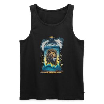 Löwe In Flasche - Männer Premium Bio Tank Top - Schwarz - Vorne - Michal (187cm)