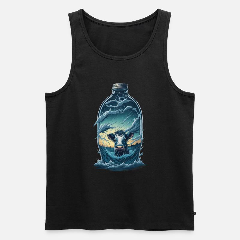 Kuh Flasche - Männer Premium Bio Tank Top - Schwarz