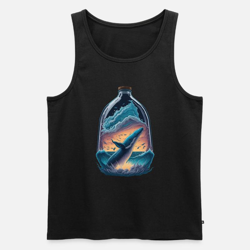 Wal Flasche - Männer Premium Bio Tank Top - Schwarz