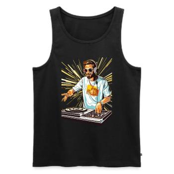 DJ Groove Man - Drop the Beat - Men's Premium Organic Tank Top - black - Front - AI Model Male 178 light (178cm)