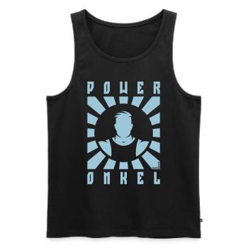 Power Onkel (Poweronkel / Strahlen / White) - Männer Premium Bio Tank Top - Schwarz - Vorne - Michal (187cm)